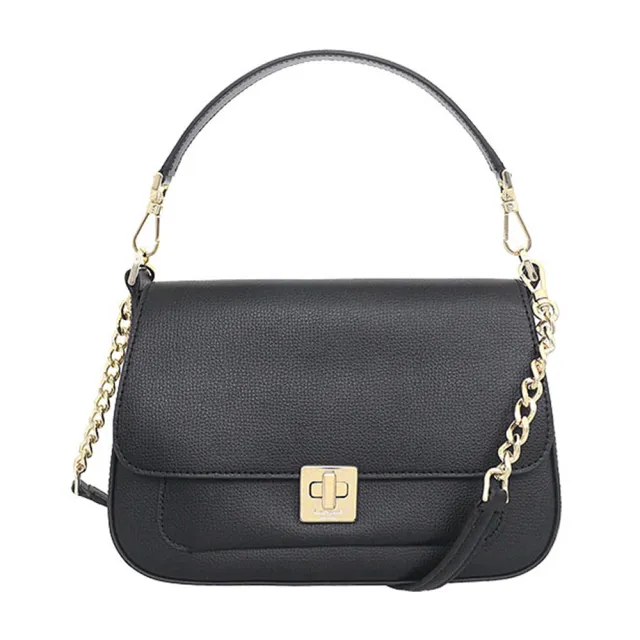 【KATE SPADE】Phoebe系列簡約黑皮革側斜肩背兩用包(KF554 BLK)