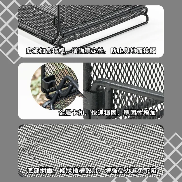 【Campingmoon 柯曼】柯曼 IGT 折疊網箱 CK-24BK(收納籃 置物籃 摺疊籃 瀝水籃 金屬折疊網箱 IGT一單位)