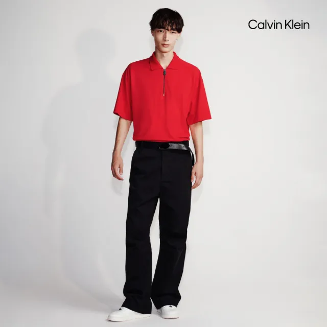 【CALVIN KLEIN】官方旗艦館 CK 1/4 拉鏈開襟 Polo 衫_紅色