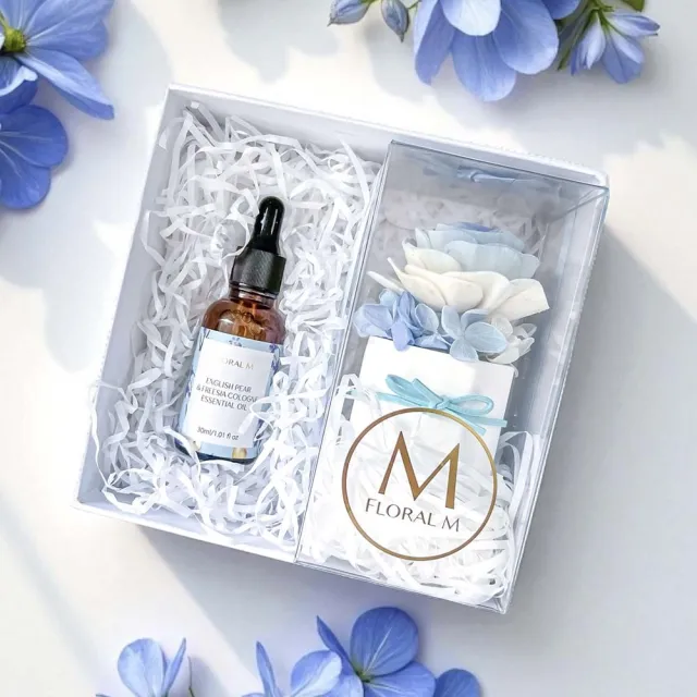 【Floral M】法國鄉村玫瑰香氛擴香花禮盒 含30ml品牌香氛油(居家香氛/香水精油/香氛擴香花/擴香禮物/送禮)