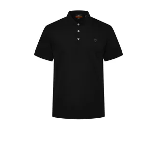 【G2000】男款 輕薄絲光棉立領網眼布短袖T恤-黑色(4614102299)