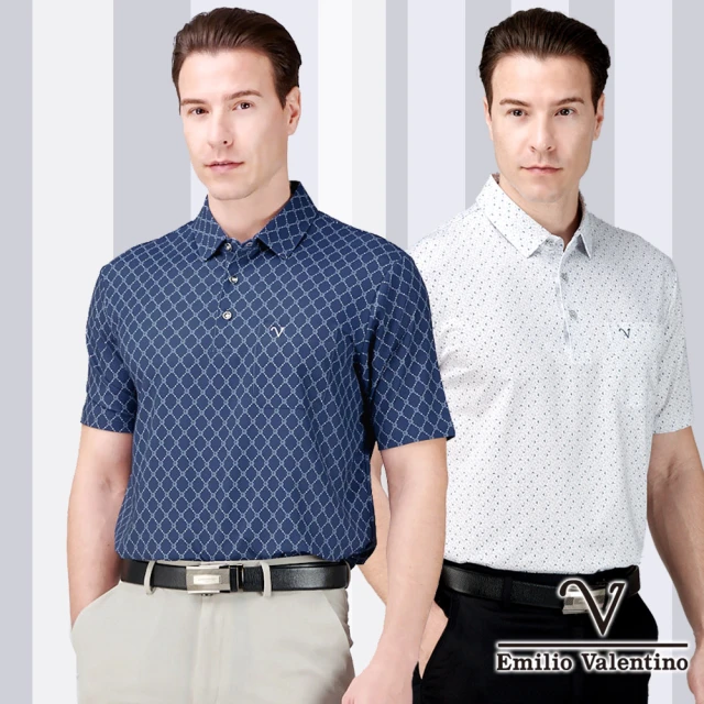 【Emilio Valentino 范倫鐵諾】男POLO衫 短袖POLO衫 休閒POLO衫 口袋上衣 印花 涼爽 polo衫 MIT(多款選)