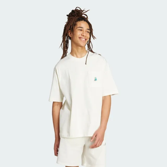 【adidas 愛迪達】短袖上衣 男 訓練 慢跑 亞規 M DOG FTBALL T 米白 JL9234(S3108)