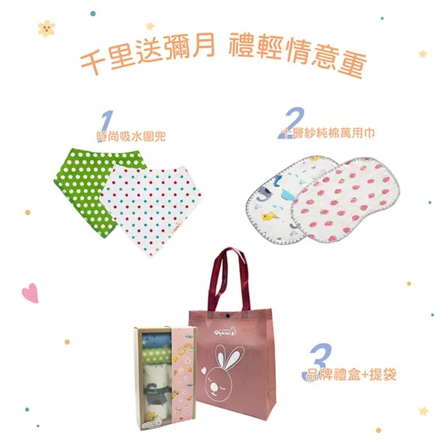 【Qbibiya】呵護小禮盒多款-純棉口水巾+寶寶拍嗝萬用巾(滿月禮盒彌月禮盒)