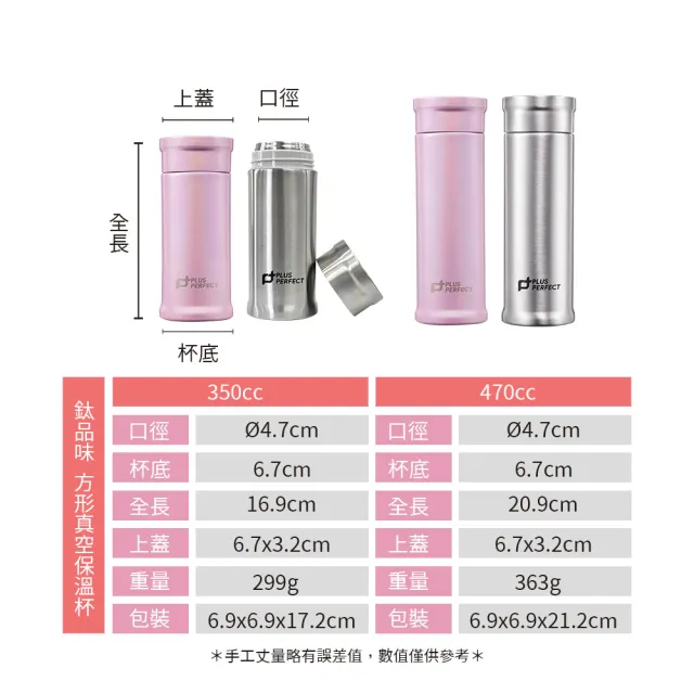 【PERFECT 理想】鈦品味方形真空保溫杯470cc(台灣製造)