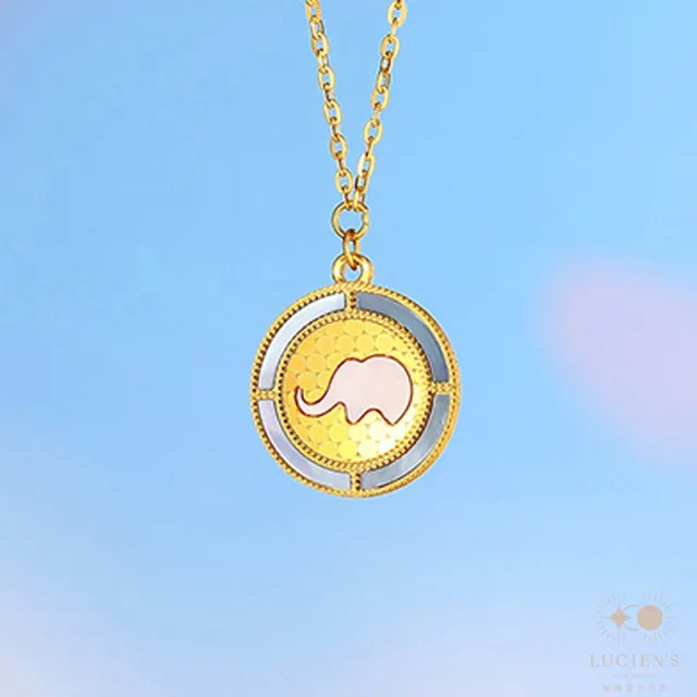 【路森金飾】黃金項鍊(大象鱗紋圓牌螺鈿金重:1.46錢+-0.03錢)