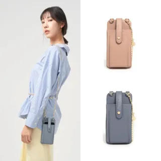 【PEPPER’S】交換禮物 真皮 SIGNAL 牛皮卡夾零錢手機包(真皮包包 象牙灰/淡柔粉/岩藍色 女包斜背包