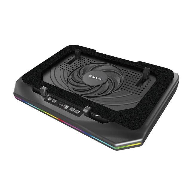 【ESENSE 逸盛】T26 疾速降溫渦輪風扇筆電散熱墊(炫彩RGB LED燈光 適用於12-19吋)