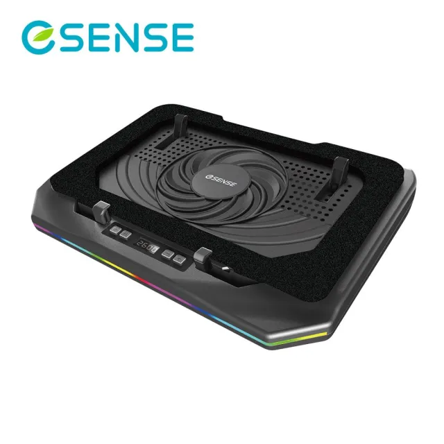 【ESENSE 逸盛】T26 疾速降溫渦輪風扇筆電散熱墊(炫彩RGB LED燈光 適用於12-19吋)