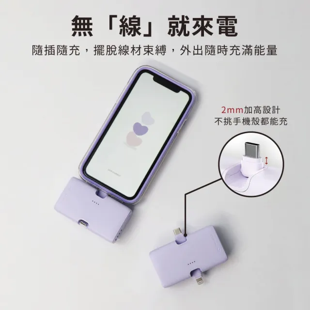 iNMARK 5000mAh快充2合1小方塊口袋行動電源 可上飛機(隨插隨充 手機支架 PD快充 直插式)