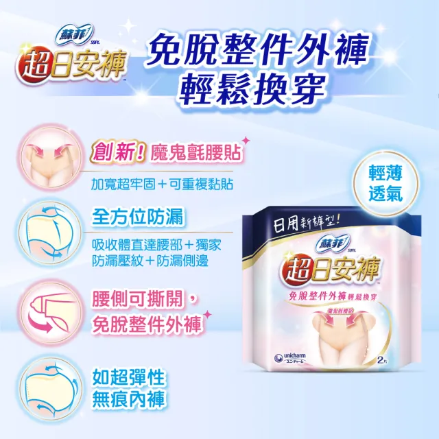 【Sofy 蘇菲】超熟睡褲型衛生棉 一般型M-XL(共12片)