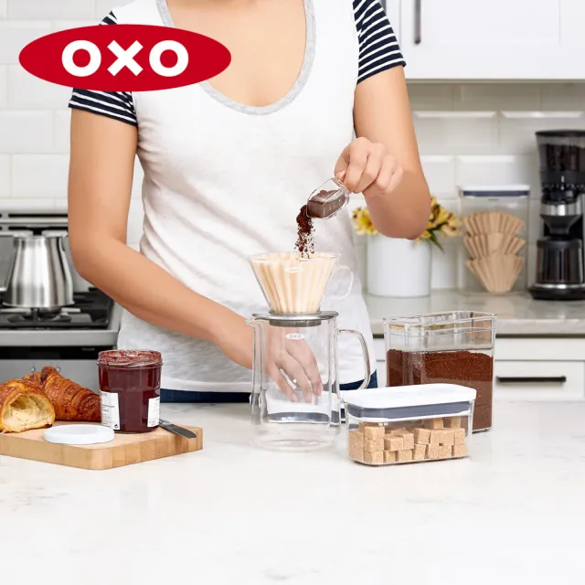 【OXO】POP 按壓密封收納保鮮盒-長方1.6L(16*11*16 cm  單手開蓋 整齊堆疊)