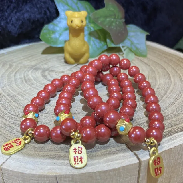 【Cozy 世界水晶原礦與茶】帝王硃砂小設計款7mm 33-4(16cm以下手圍 出入平安 避邪)