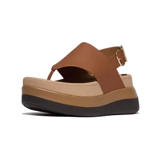 【FitFlop】F-MODE 皮革厚底後帶夾腳涼鞋-女(深棕褐色)