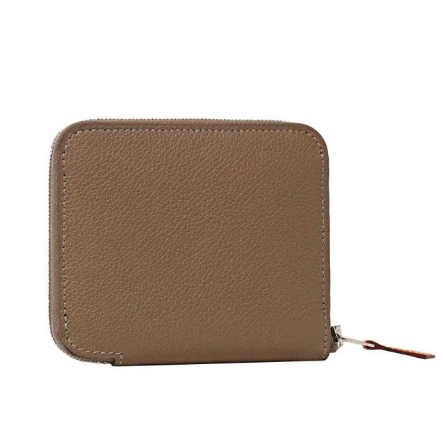 【Hermes 愛馬仕】Silk In Compact EPSOM絲巾內裡拉鍊錢包/短夾(大象灰)