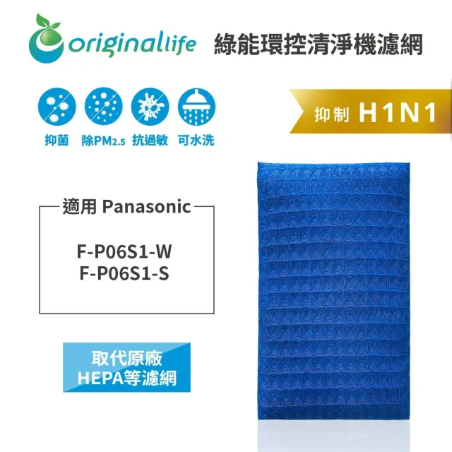 【OriginalLife】長效可水洗★ 超淨化空氣清淨機濾網(適用Panasonic：F-P06S1-W、F-P06S1-S)