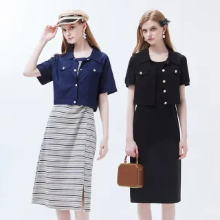 【MYVEGA 麥雪爾】MA氣質真兩件/假兩件連身洋裝-多款任選(素色洋裝/女洋裝/棉質/蕾絲/仿牛仔洋裝)