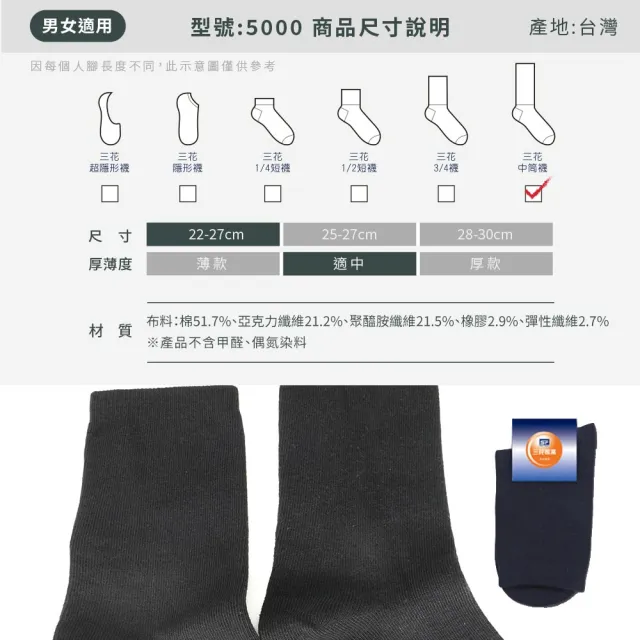 【SunFlower 三花】12雙組 素面半筒襪.襪子