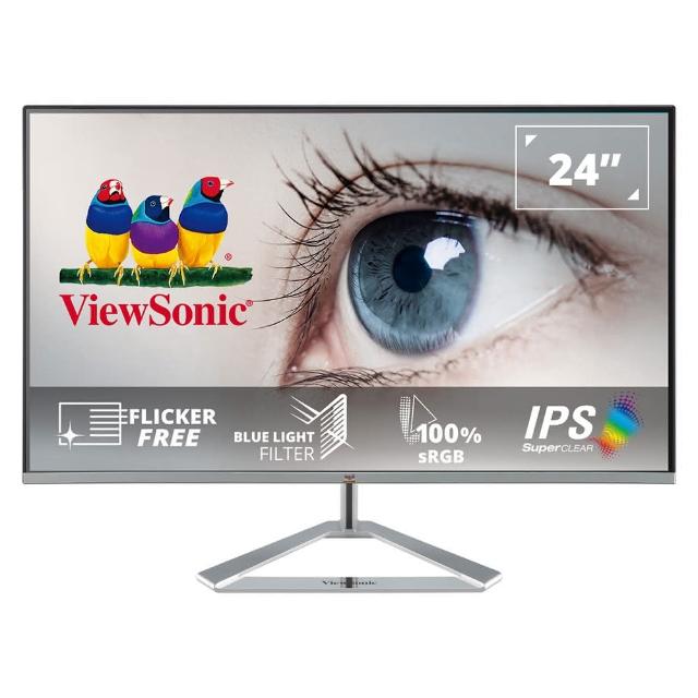 【ViewSonic 優派】VX2476-SH 24型 IPS 100Hz 美型護眼電腦螢幕(金屬質感底座/VGA/HDMI/一年無亮點保固)