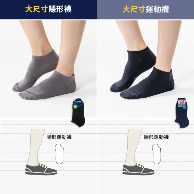 【Sun Flower三花】12雙組 加大襪_隱形襪/隱形運動襪(襪子.大尺碼襪)
