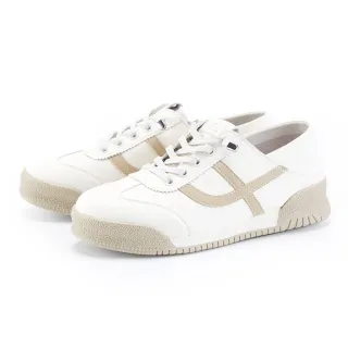 【ORIN】雙色拼接復古免綁帶休閒鞋(米色)