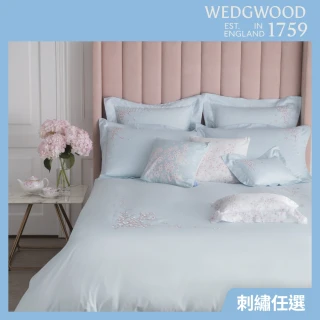 【WEDGWOOD】限量精選80支長纖棉刺繡 薄被套枕套床包四件組(加大｜任選)