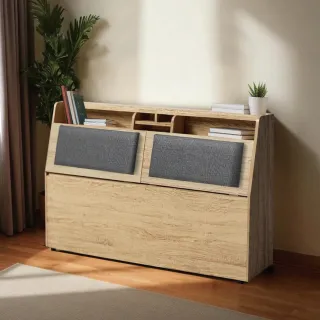 【A FACTORY 傢俱工場】新長島 日式鄉村風插座皮墊床頭/床箱 雙大6尺