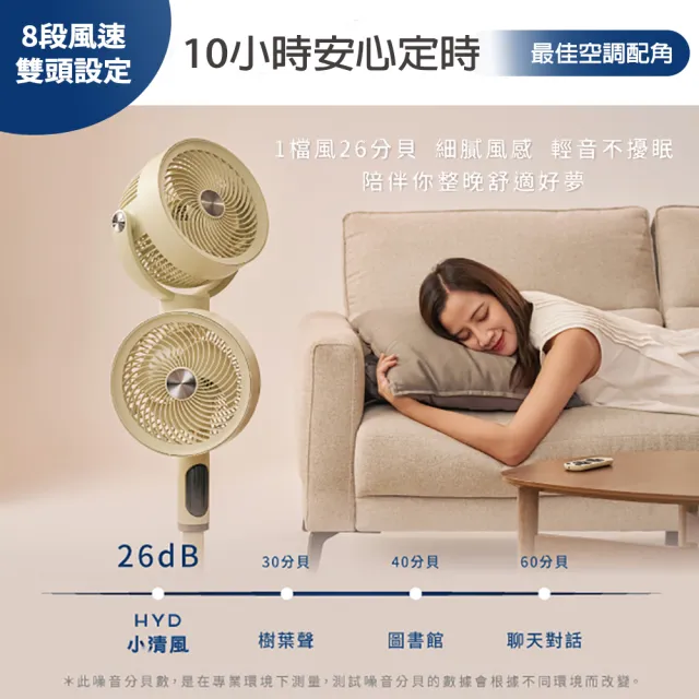 【HYD】雙頭DC聲控循環扇 -小清風(D-69) 10吋/3D智能風扇/聲控/遙控/觸控