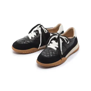 【FAIR LADY】軟實力 菱格壓紋雙色綁帶休閒鞋(酷黑、5M3052)