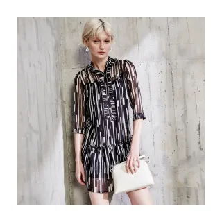 【Le Polka】幾何印花雪紡洋裝-女