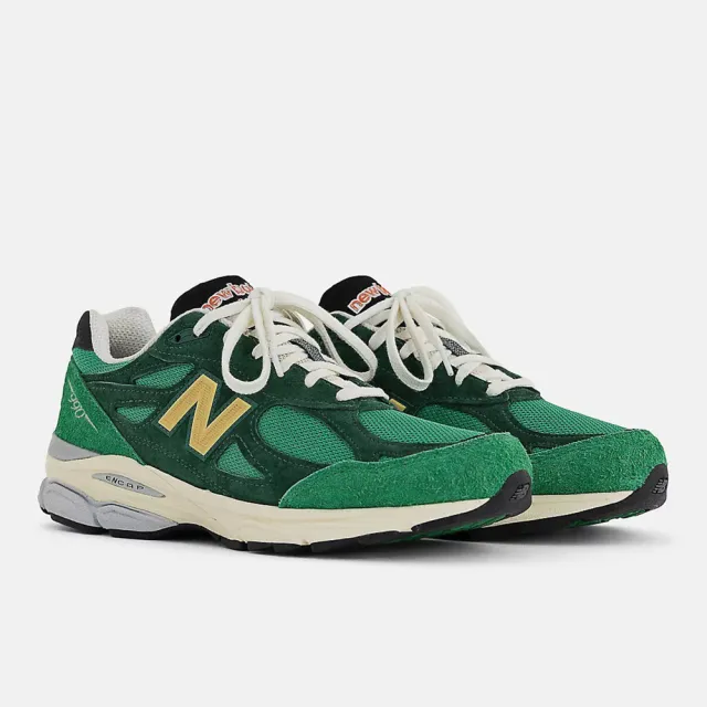 NEW BALANCE】990 V3 男休閒鞋運動復古慢跑D楦美製麂皮耐磨綠黃
