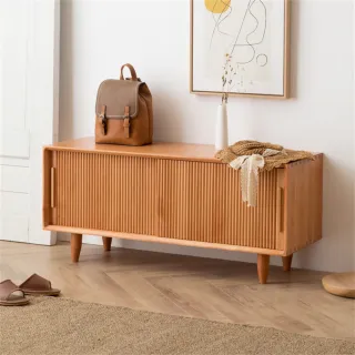 【新川】日式原木風鞋櫃 家用換鞋凳 玄關鞋櫃 一體長凳(日式鞋櫃 收納櫃 80CM鞋櫃)