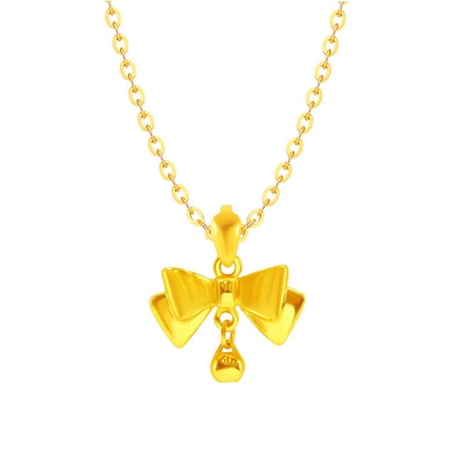 【迎鶴金品】黃金9999 5D緞帶蝴蝶結墜子(0.29錢)