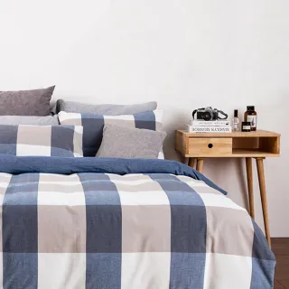 【hoi! 好好生活】水洗棉床包被套枕套-雙人四件組(多色可選)