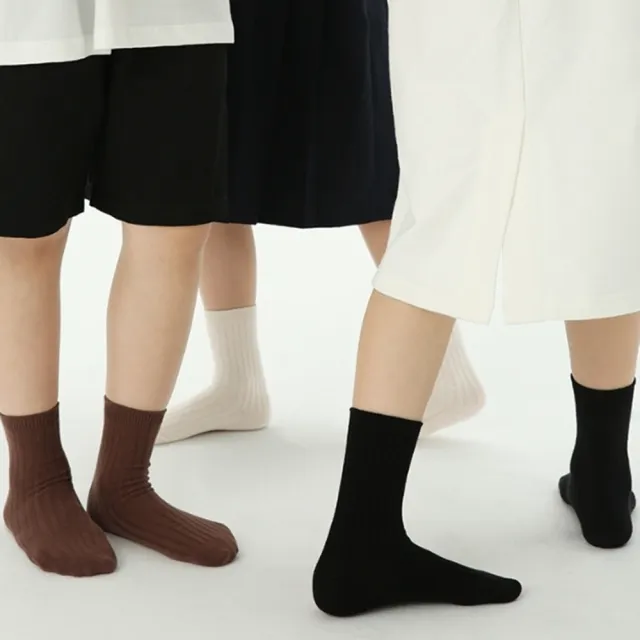 【橘魔法】（5雙一組）兒童 童襪四季雙針織素色中筒襪(短襪 襪子 學生襪 白色襪子 女童 男童 大童 童裝)