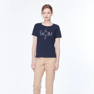 【Master Max】繡圖貓咪彈性休閒短袖上衣(8414004)