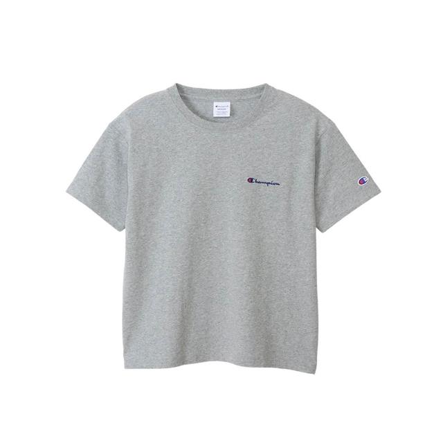【Champion】官方直營 女款-寬版刺繡Logo短袖TEE-灰色(CW-X337-070-日規)