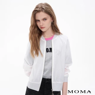 【MOMA】甜美烏干紗愛心網紗蕾絲教練外套(白色)