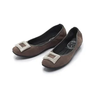 【FAIR LADY】我的旅行日記 輕奢方釦水鑽平底娃娃鞋(灰、503000)