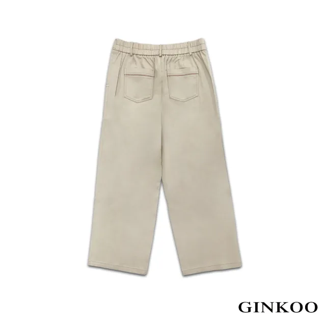 【GINKOO 俊克】後口袋織帶直筒褲
