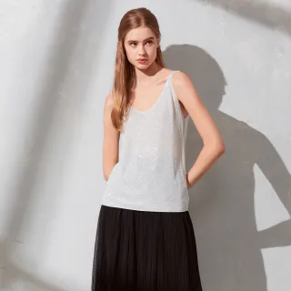 【GLORY21】速達-網路獨賣款-etc.百搭亮鑽V領針織背心(銀色)