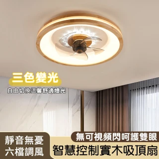 【凱琦家居】原木吸頂風扇燈 實木吸頂燈(北歐吸頂燈 110v風扇燈 客廳吸頂燈)