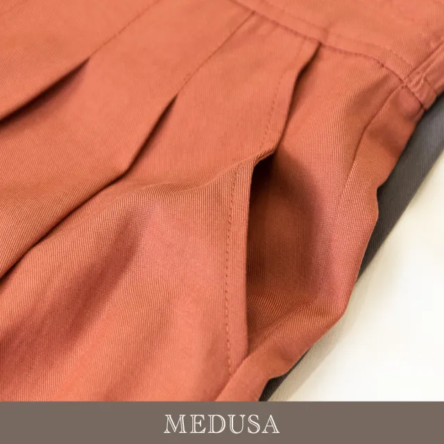 【MEDUSA 曼度莎】現貨-高腰打褶涼感天絲長寬褲 - 2色（M-XL）｜女寬褲 涼感天絲 休閒長褲(601-74602)