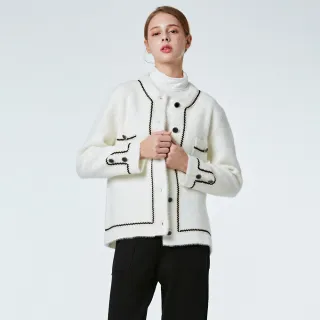 【GLORY21】速達-網路獨賣款-etc.質感小香風編織飾帶針織外套(白色)