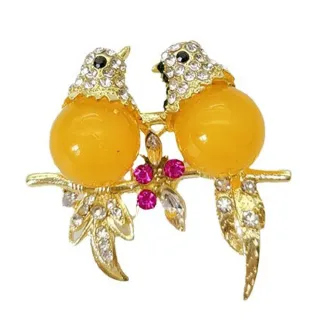 【ANGEL】黃鸝輕奢動物高級水鑽胸針別針兩用款(金色)