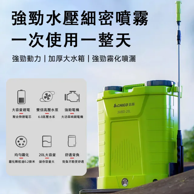 巧可】20L電動噴霧器背負式農用打藥機(高壓鋰電噴灑新型噴水霧器