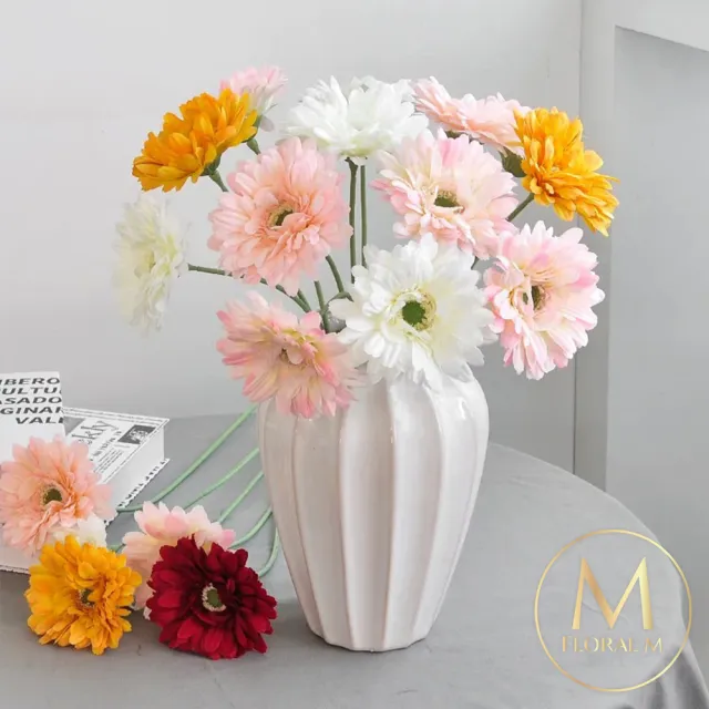 【Floral M】夏日繽紛小太陽非洲菊甜蜜粉仿真花花材（3入組）(人造花/塑膠花/假花/裝飾花)