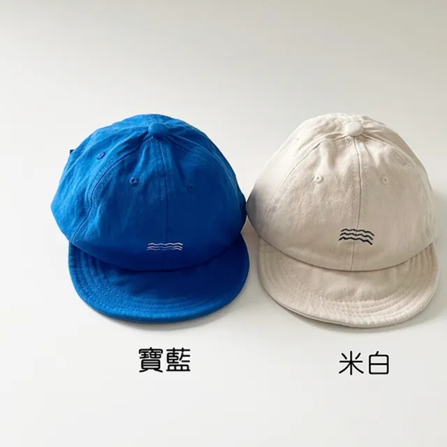 【橘魔法】簡約3線條波浪刺繡鴨舌帽(帽子 遮陽帽 防曬帽 男童 女童 中性款 兒童 童裝)