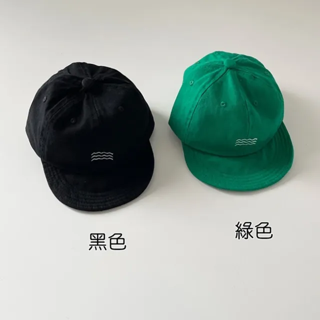 【橘魔法】簡約3線條波浪刺繡鴨舌帽(帽子 遮陽帽 防曬帽 男童 女童 中性款 兒童 童裝)