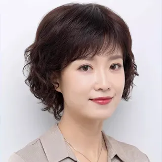 【LEESA】假髮\短髮假髮\真髮假髮\短捲髮\媽媽頭\整頂假髮\真人髮絲\增髮量